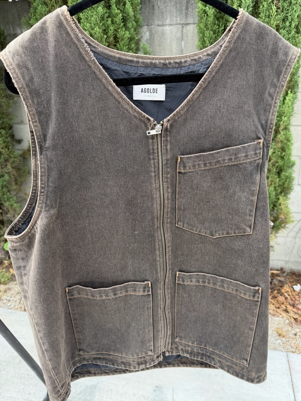 AGOLDE New Fisherman Vest M Silvertab Brown Denim Utility Workwear